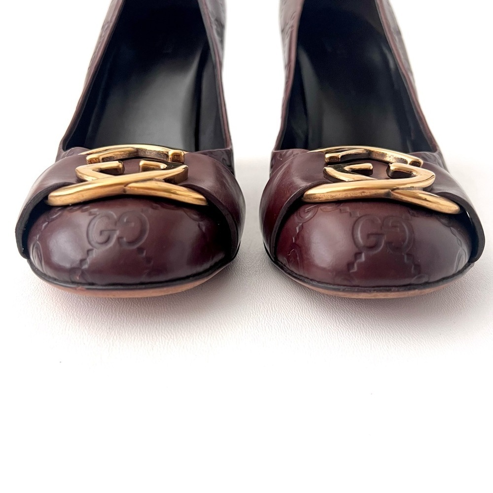 GUCCI | Brown Guccissima Leather Oversized Interlocking GG Logo Pumps Heels 39 - Picture 6 of 14